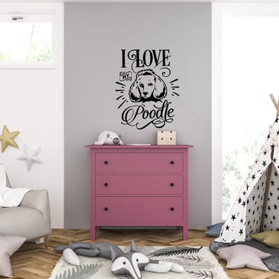 Muursticker - I Love My Poodle - 58 x 72 - Zwart