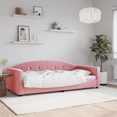 Vidaxl Bank Met Slaapfunctie, Roze, 90X200 Cm, Bekleed Met Fluweel