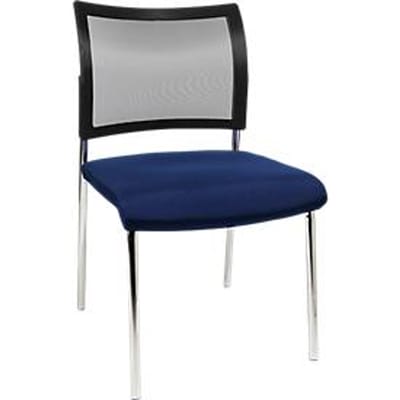 Bezoekersstoel, 4-poot, gaas, zonder armleuningen, set van 2, blauw