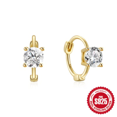 Helin life goudkleurig Oorbellen - Gemaakt van 925 zilver - Met Diamanten - Handgemaakte Sieraden - Oorringen - Elegante Dames Sieraden-Geschenkdoos en wenskaar