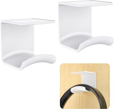 Hoofdtelefoonhouder voor aan de muur of onder het bureau - Zelfklevende haak met sterke 3M lijm, ideaal voor gaming hoofdtelefoons en accessoires tot 1 kg