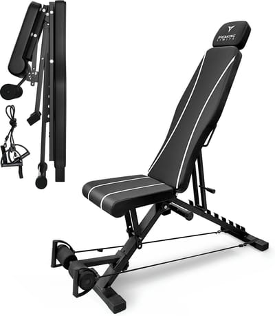 Breaking Limits Fitnessbank met Verlengstuk- Verstelbare Halterbank - Inklapbaar - Zwart/Wit