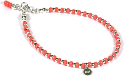 Heaven Eleven - meisjes - Enkelbandjes - zilver - 925 - oranje - 1mm - 19cm