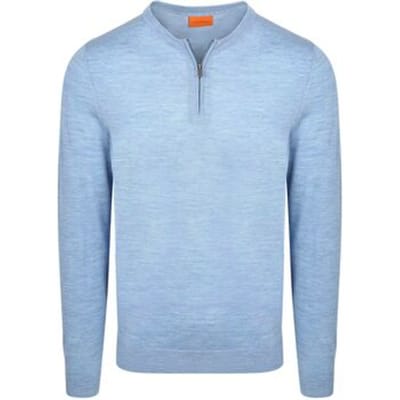 Suitable Crew Zip Merino Lichtblauw - Maat XXL - Heren - Quarter zip - Schipperstrui met rits - Volwassen mannen - Sweater