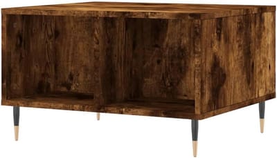 Salontafel - Koffietafel Bijzettafel - Woonkamer Inrichten - Vier Opbergvakken - 60x50x36.5cm - Gerookt Eiken