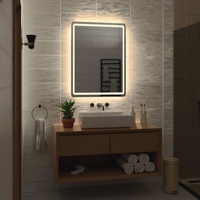 Hangende spiegel met LED - Warme LED-kleur - muur spiegel