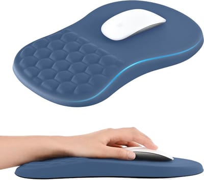 Ergonomische Muismat met Polsteun en Massagefunctie, Ideaal voor Gaming en Thuiswerk, Comfortabele Muismat met Antislip Onderkant en Soepele Lycra Oppervlak voor Pijnverlichting