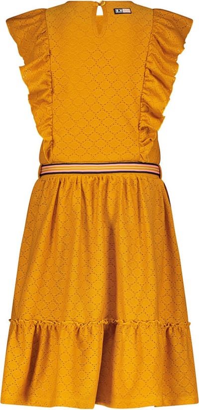 B.Nosy-Girls midi broderie dress with ruffle details-mustard Ochre