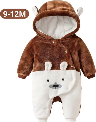 Livano Romper - Berenpakje Baby - Winterpak - Onesie - Teddy - Pakje - Jongen - Meisje - 9-12 Maanden - Bruin