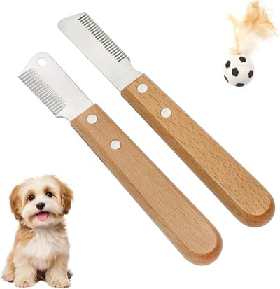 Hondenverzorgingsset met Ondercoat Kam en Houten Handvat voor Teckels en Katten - Veilig en Effectief voor Dierenverzorging en Speelplezier