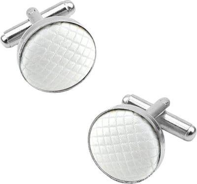 Fako Bijoux - Manchetknopen - Staal & Ruit - 16mm - Wit