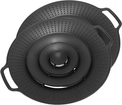 Overkookbescherming en spatscherm, 2-delige set, hittebestendig, vaatwasser- en magnetronbestendig, voor pannen met een diameter van 15-25 cm