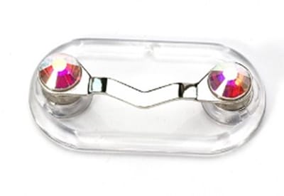 Magnetische brillenhouder – Zonnebrilhouder - ID-badgehouder, Kleur Zilver met Multi kristal, Unisex, voor mannen en voor vrouwen – Met deze geniale uitvinding raak je nooit meer je bril – Badge - kwijt
