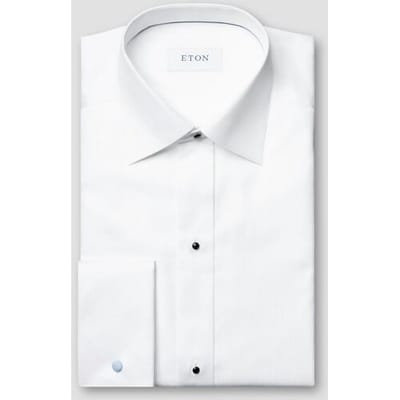 Eton Overhemd Subtle Texture Fine Striped Bib Evening Piqué Wit / male
