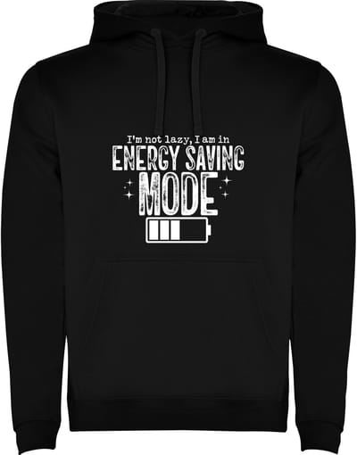 Zwarte Hoodie I am not Lazy I am in Engergy saving Mode - Ik ben niet lui maar heb mij Energiebesparing aan staan - Humor Maat M