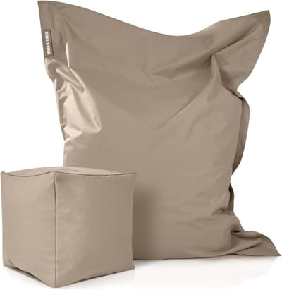 XXL Zitzak - Loungekussen Poef - Ontspannen Binnen Buiten - Verwijderbare Wasbare Hoes - 140x180 cm - Taupe