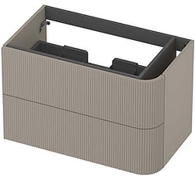 INK - Rechts Afgeronde Onderkast Gelakt 2 Laden Softclose met Gefreesd Front Tbv Grepen - 800x450x520 Mm - Mat Creme Cotton