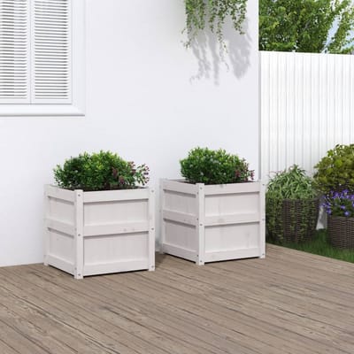 vidaXL - Plantenbakken - 2 - st - cm - massief - grenenhout - wit