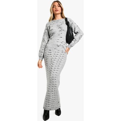 boohoo Dames Soft Knit Marl Gebreide Maxi Jurk | Grijs | Maat: Small