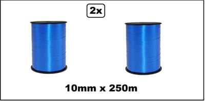 2x Krullint blauw 10mm x 250meter - krul lint thema feest decoratie kado kado gold verjaardag