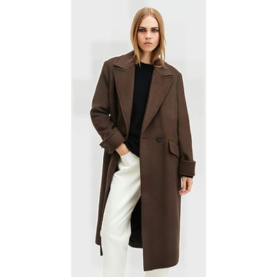 AllSaints Mabel Coat Sugar Brown Maat: 12 | Double-Breasted Mantels Outlet | Dames | Bruin