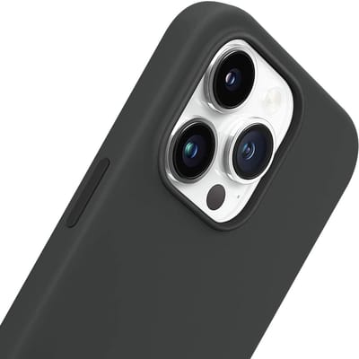 Jaym, Hoesje geschikt voor Apple iPhone 12 Pro Max - Siliconen MagSafe met Microvezel, Zwart