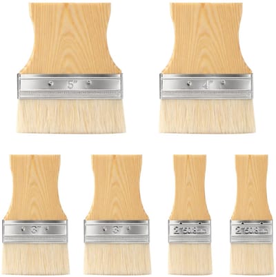 Dailygoods- Schilderskwasten Set van 6 - Verfkwasten - Lazuurschilderkwasten - Houtlak Penselen - Acrylverf Kwasten - 5/3/4/5 Inch