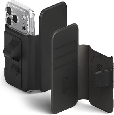 Ringke Folio Grip Wallet Magnetic - Hoesje Geschikt voor Apple iPhone 17 Pro - Magnetische Pasjeshouder Book Case Zwart