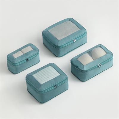 Reis Verpakking Kubussen - Koffer Organizers - Bagage Ordenen - Waterdicht Canvas Materiaal - 4 Delige Set - Blauw