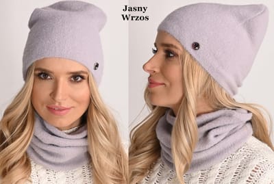 Alur AL1 Serie - Dames Czapka- en Sjaalset - Delicate Violette Tint - Elegante Stijl - Gemaakt in Polen