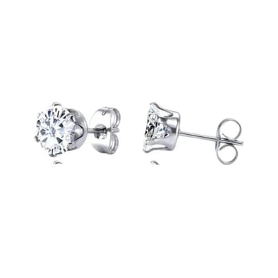 Aramat Jewels | Oorbellen | Stalen Oorstekers met Transparante Zirkonia - Rond | 9mm | | | Staal | Kinderen, Volwassenen | Verkleurd niet