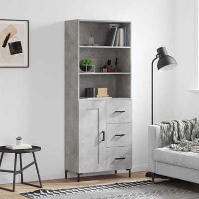 vidaXL - Hoge - kast - 69,5x34x180 - cm - bewerkt - hout - betongrijs