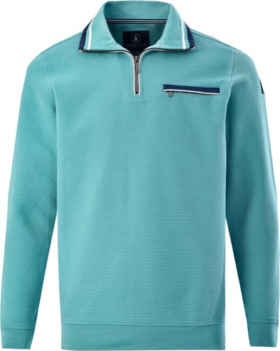 Chris Cayne heren sweatshirt - XXL - mintgroen - korte rits - borstzak - structuur - mooie details - nylon afwerking