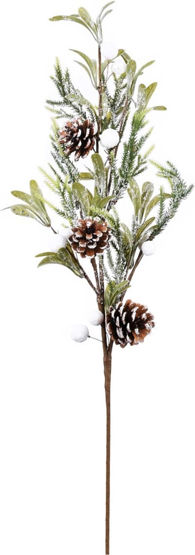 Decoratie kersttak langwerpig groen dennenappels sneeuw 70cm | A225283 | Dekoratief