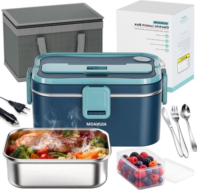 Elektrische Lunchbox - Warme Maaltijd - Onderweg Eten - 3-in-1 Aansluitingen - 1.8 Liter - Zilverkleurig