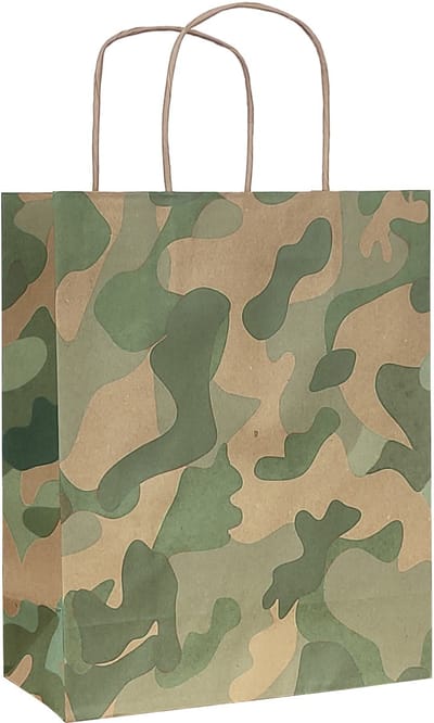 Papieren Tassen Camouflage Groen - 32x10x27 cm - Legerprint Groen - Recycled Kraft - 20 Stuks