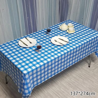 1 pièce Nappe en plastique pour fête d'anniversaire Nappe jetable Imperméable Anti-huile Fournitures de nappe blue