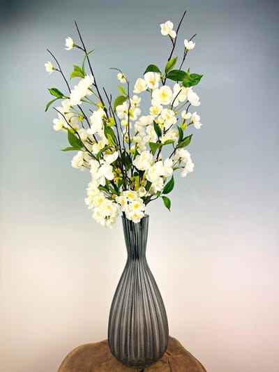 Zijden boeket "Perzik Bloesem" - incl. stijvolle vaas | 80cm | Jarenlang mooi | Een prachtige toevoeging voor elk interieur
