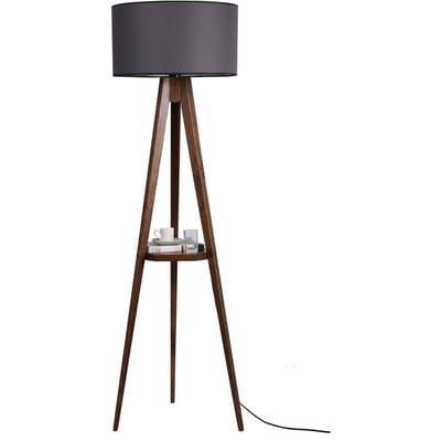 Verlichting - Vloerlamp Louie - Walnoot Grijs Hout - Afmetingen 46x46x176cm