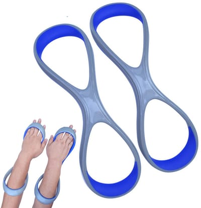 1-paar Achtvormig zwemhulpmiddel -Zwemarm elleboogcorrector met draaipunt - Onderarm elleboogcorrector met draaipunt - Hoge elleboogcorrector voor zwemmen - Arm elleboogcorrector - 34.3*10.5*1.2 cm - Maat L - Geschikt voor kinderen - Blauw, grijs