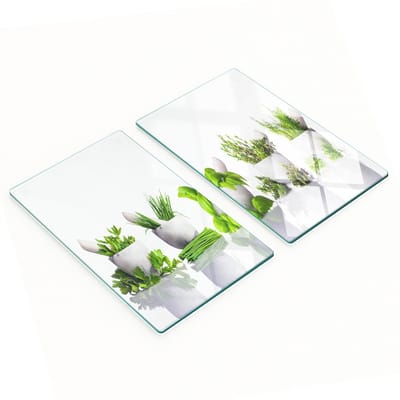 Multifunctionele decoratieve glazen borden met kruidenprint 2x30x52 cm