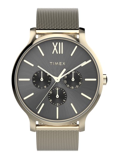 Timex Transcend Chronograph Watch Gouden Toon Case: 100% Low Lead Brass | Armband: 100% Mesh 38 mm TW2W20000AJ