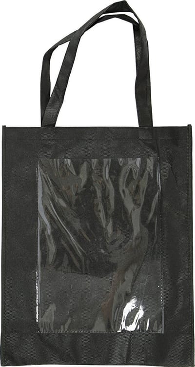 Tas met plastic voorkant, afm 42x34x12 cm, zwart, 1 stuk
