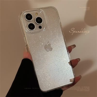 Luxe Transparante Glitter Bling Telefoonhoesje Voor iPhone 11 12 13 14 15 16 Pro Max XR XS X 7 8 Plus Pailletten Clear Schokbestendig Hoesje For iPhone 15