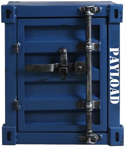 Handgemaakte Metalen Kunst nachtkastje- bijzondere nachtkastje-Container industriële nachtkastje - opbergplank met metalen frame- blauw