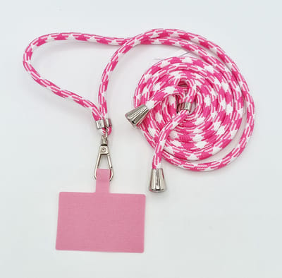 Universele verstelbare telefoonkoord - roze / wit  - 150 cm