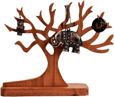 Houten Sieraden Stand - Sieraden Organizer - Sieraden Presenteren - Unieke Vitrine - 15 x 16.5 cm - Meerkleurig