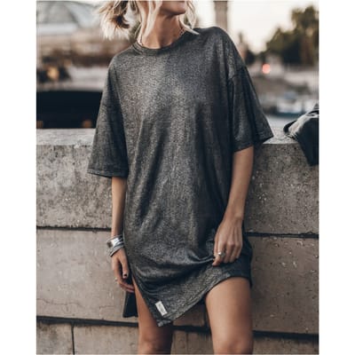 Mikuta The Dark Glitter T-shirt Dress Maat: S | Blousejurken Outlet | Dames | Grijs