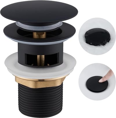 Afvoerset Wastafel - Pop Up Klep - Snel Afvoeren - Met Overloop - Universeel 1 1/4 Inch - Mat Zwart