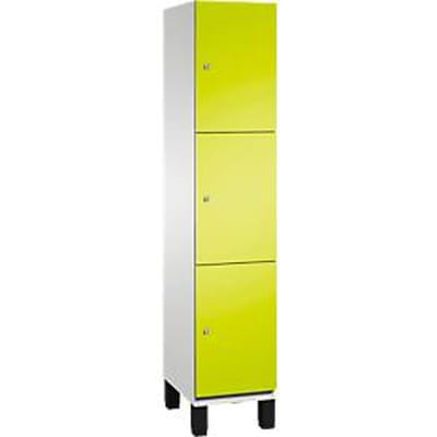 C+P Cambio lockerkast, 1 vak, 3 vakken, op poten, B 400 x D 525 x H 1980 mm, lichtgrijs/kleedgroen